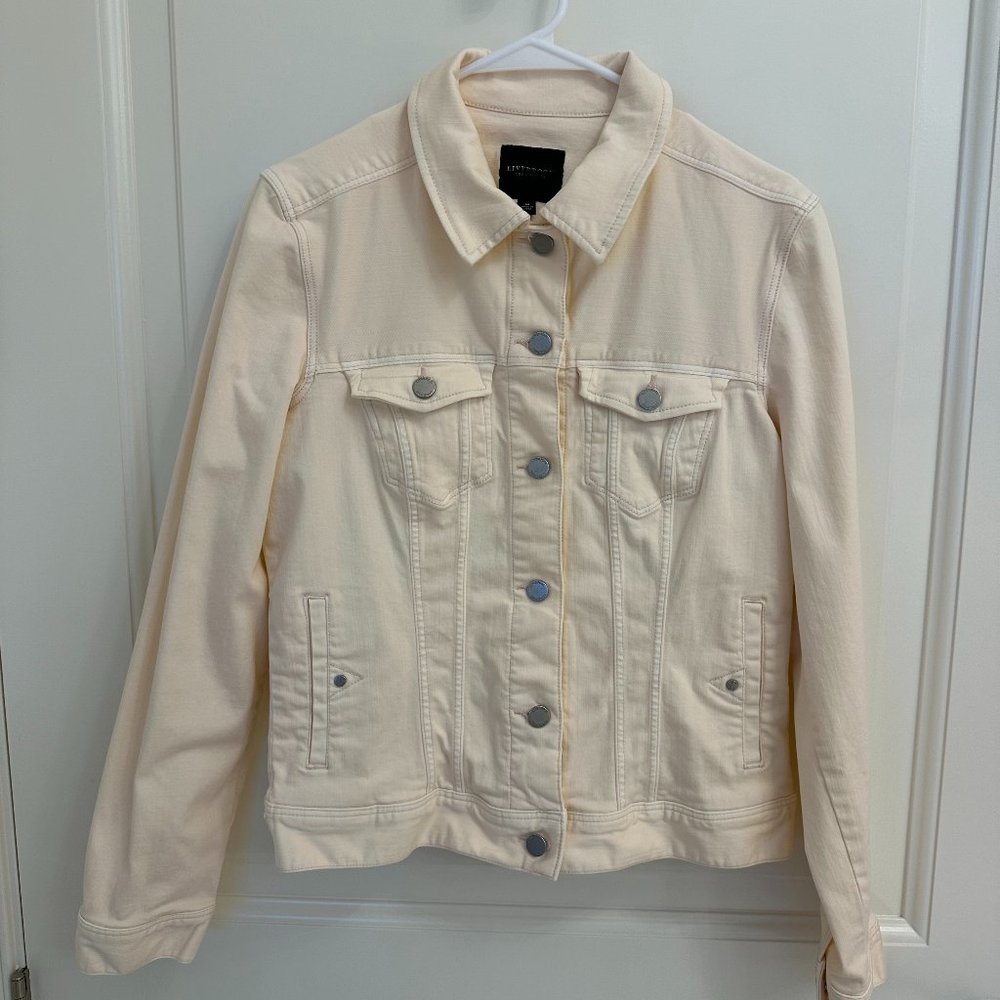 Light pale pink Liverpool denim jacked in size medium